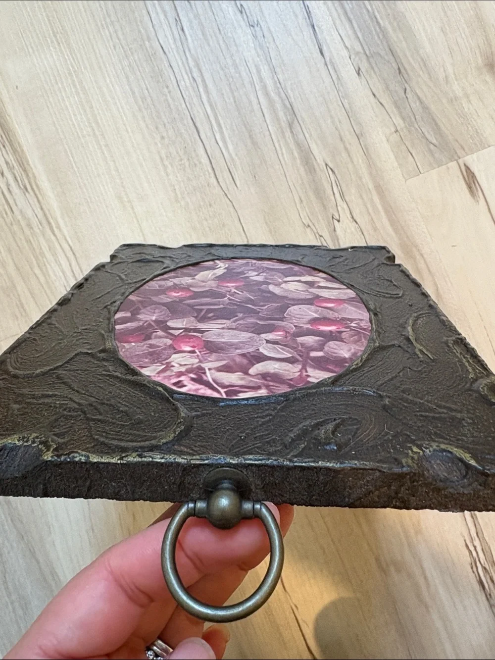 Flemish Art wood-burned pyrography frame from the early 1900s